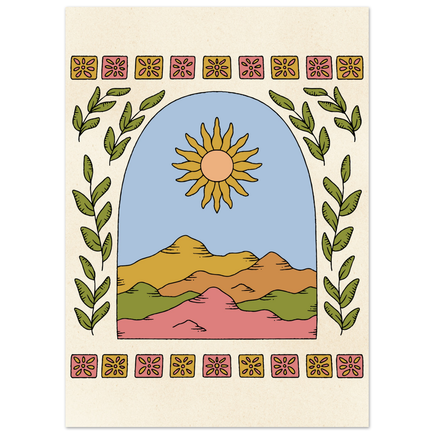 Mountain and Flowers – Print