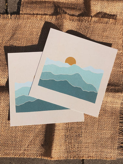 Monochromatic Rainbow Mountains Square Prints